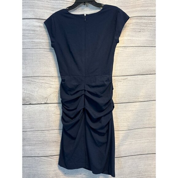 BCBGMAXAZRIA Navy Joana Ruched Fitted Mini Pencil Dress Size 8 - Picture 4 of 4